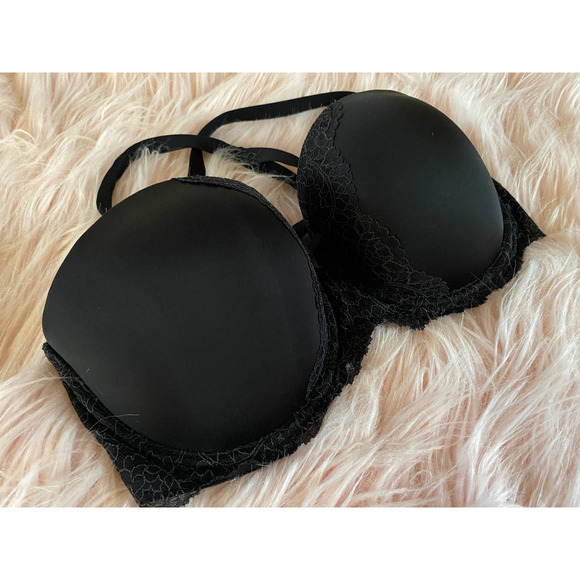 Victoria's Secret Multiway Balconette Bra 36DD Dream Angels Black Pink Lace NEW - Picture 3 of 10